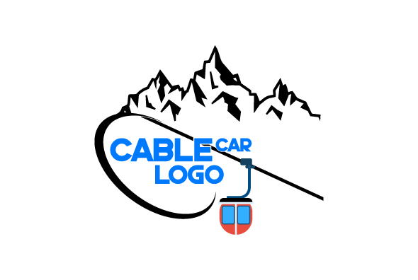 Cable car logo with mountain